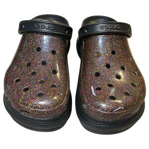 Crocs Platfirm Clogs Womens Sz 8 Classic Bae Pride Translucent Glitter